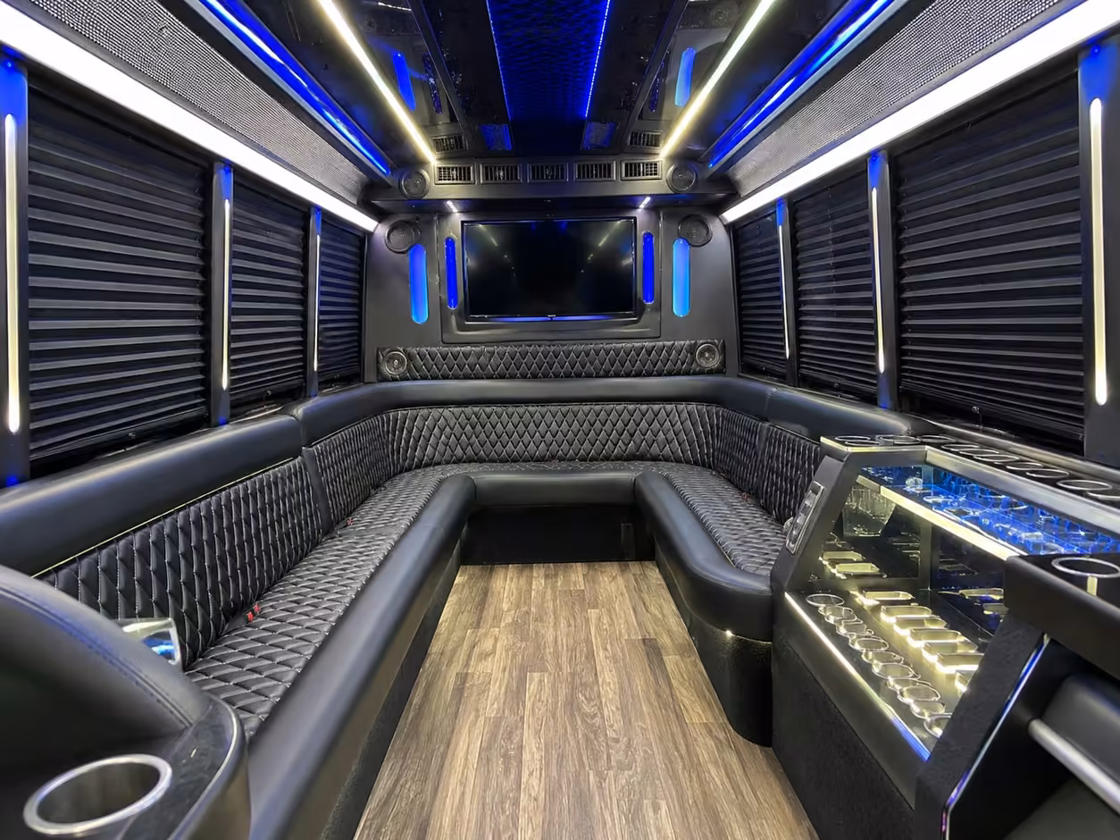20 passenger party bus interior
